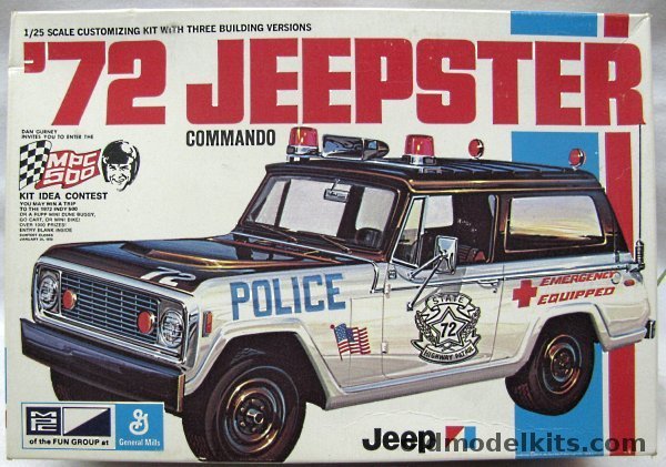 MPC 1/25 1972 Jeepster Commando - Stock / Rescue / Police, 1-7220-225 plastic model kit